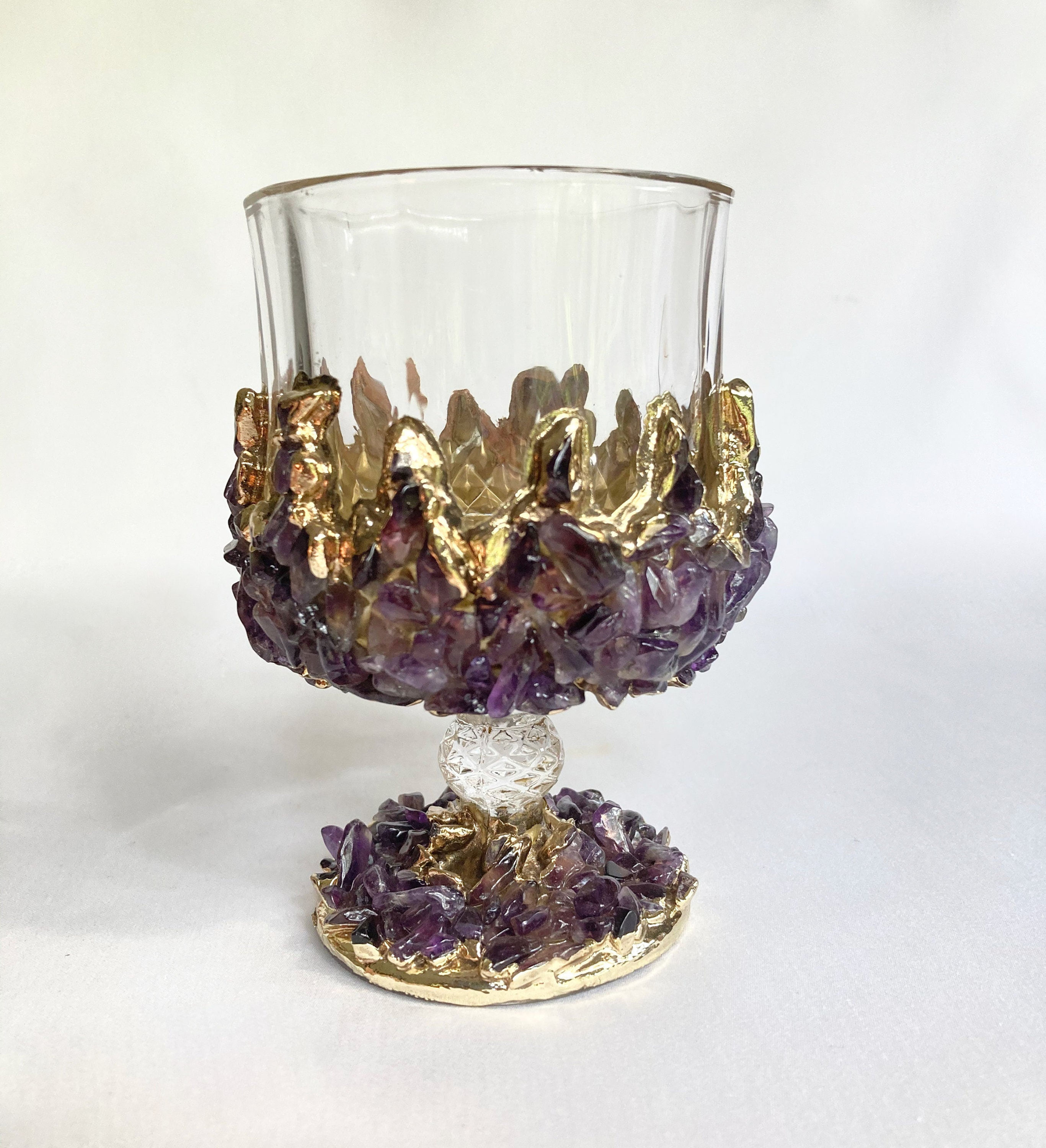 Crystal Wine Glasses with Amethyst Agate – 7 oz