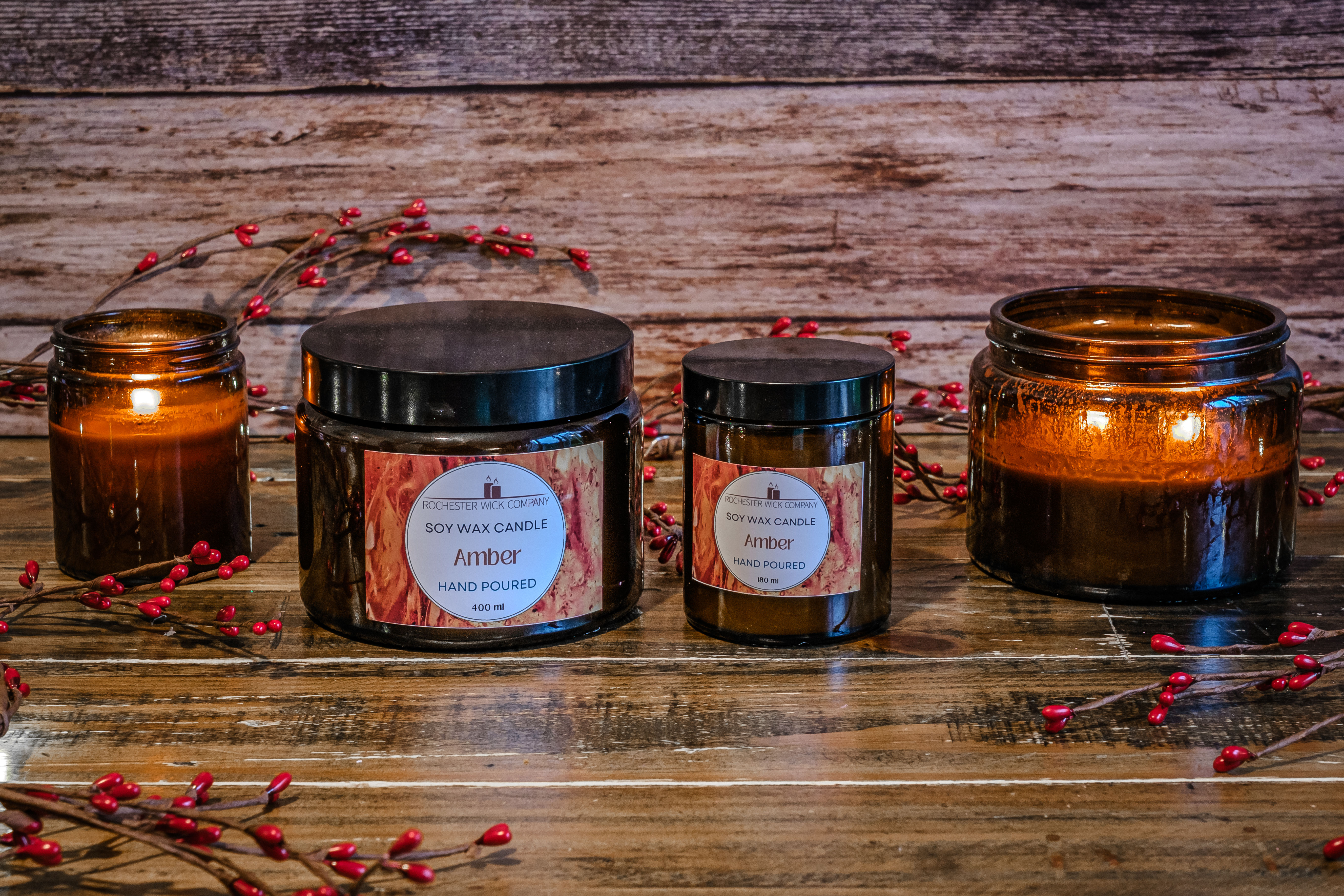 Amber hand poured soy wax candle