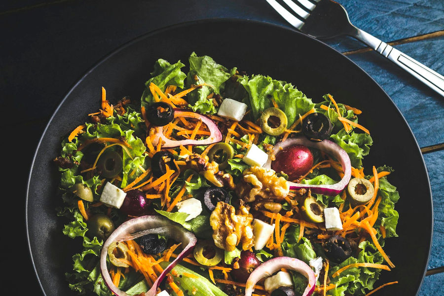 Colorful healthy food ingredients on a table