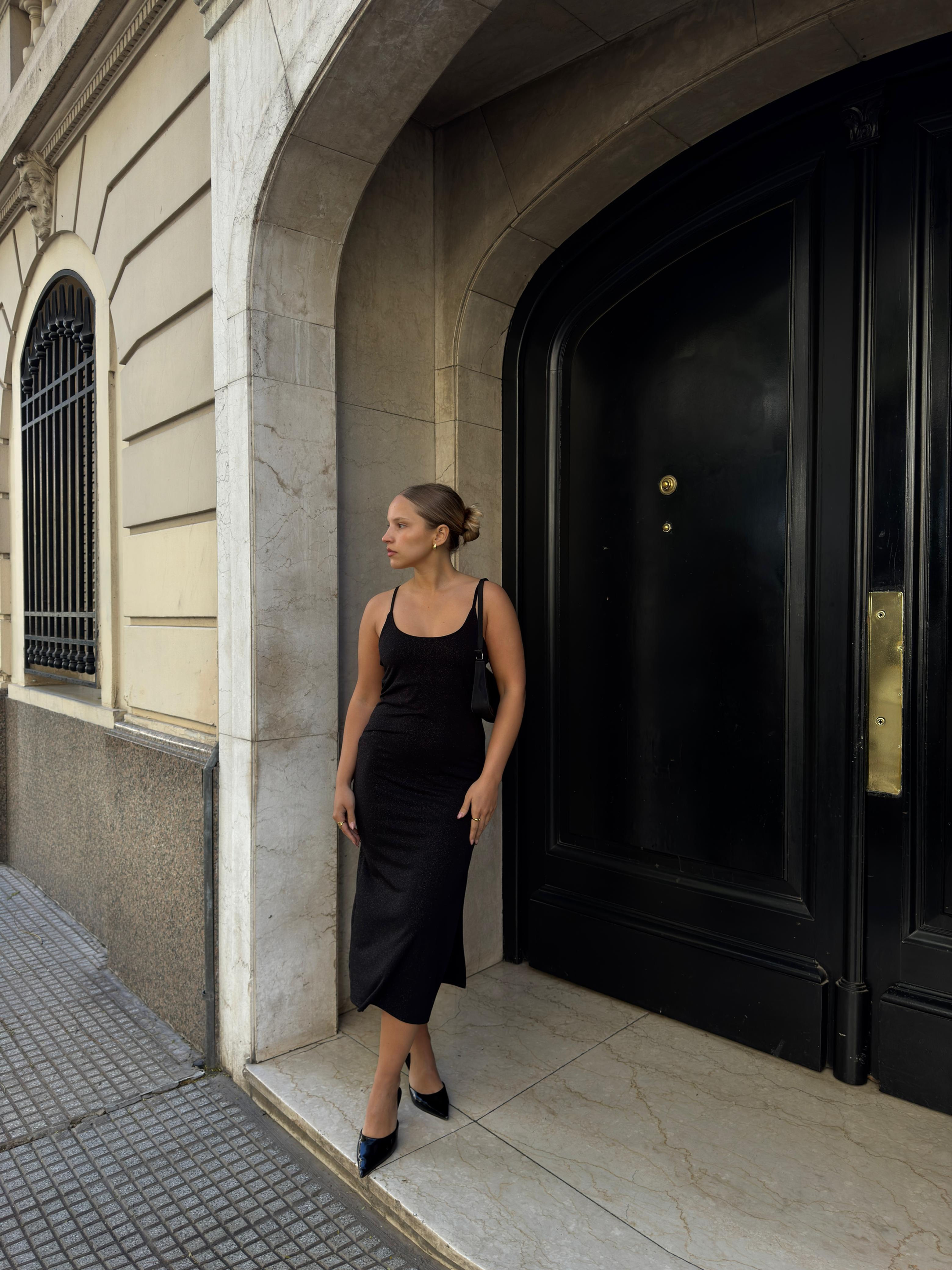 Vestido Microfibra Brillo Largo