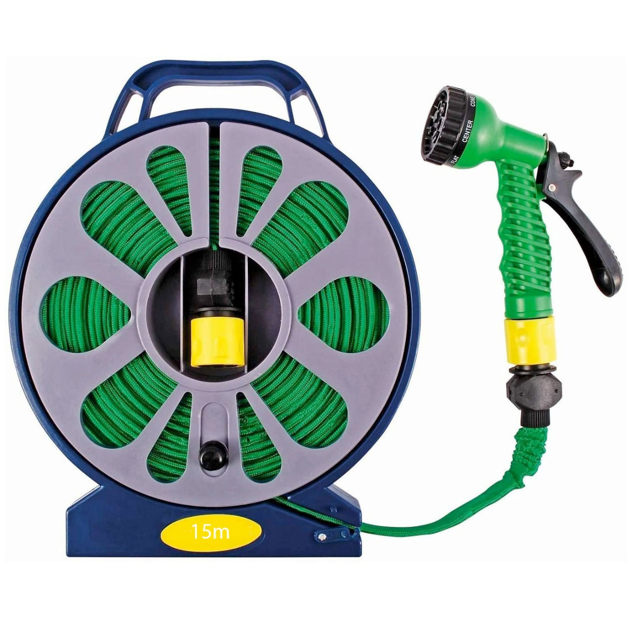 15m Flat Garden Hose Pipe and Reel Set