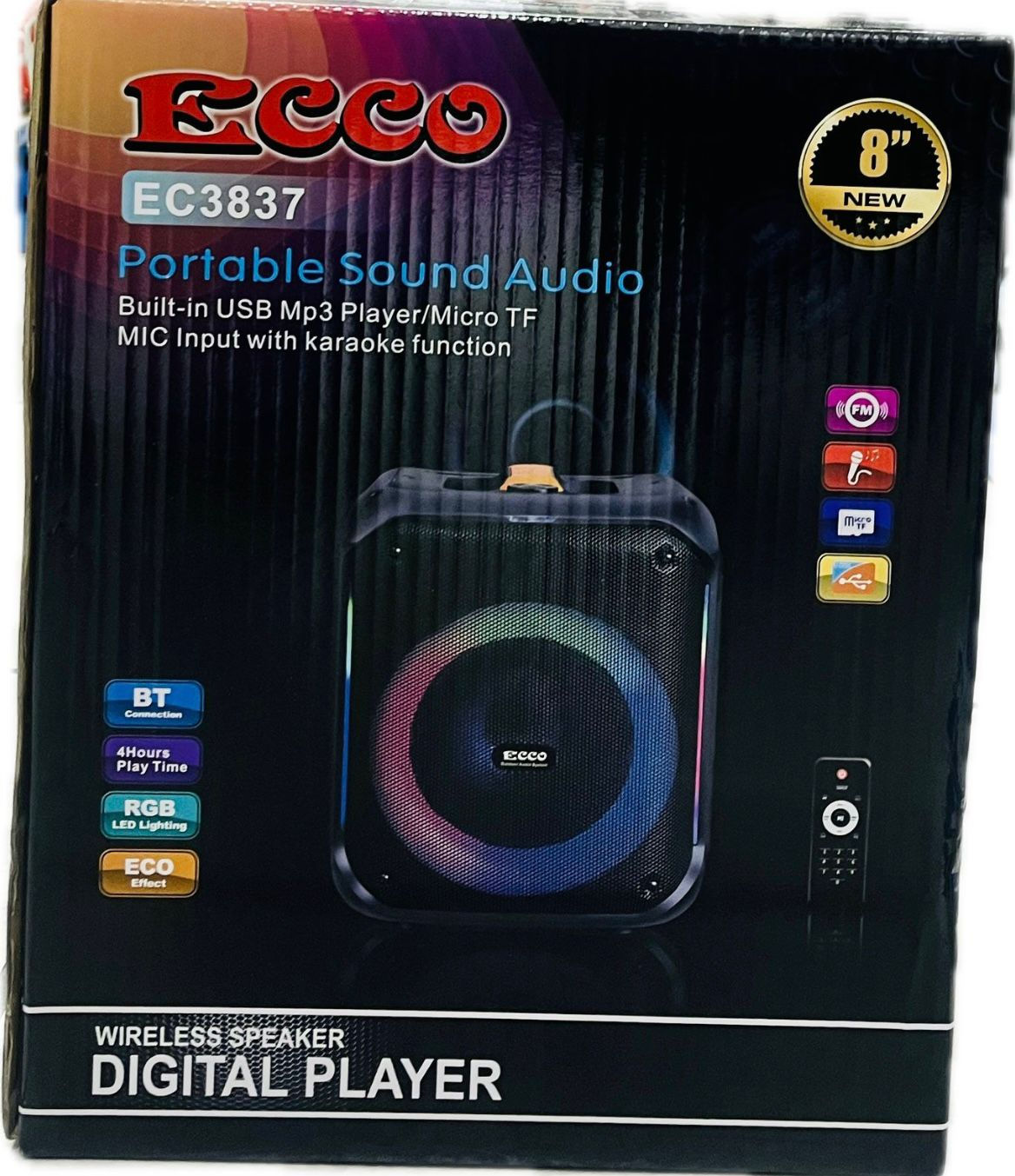 Ecco EC3837 8" Portable Bluetooth Party Speaker