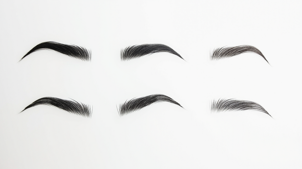 Close-up view of various eyebrow shapes on a white background