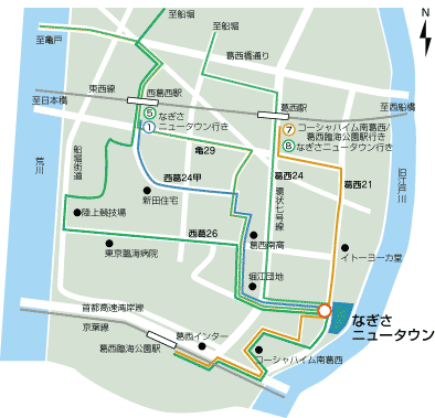 なぎさニュータウン行きバス経路