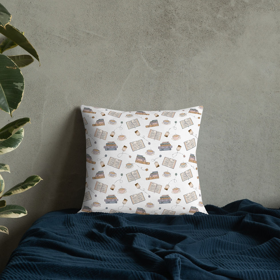 Thumbnail: a cup of tea + a good book | Premium Pillow