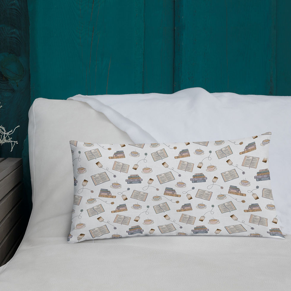 Thumbnail: a cup of tea + a good book | Premium Pillow