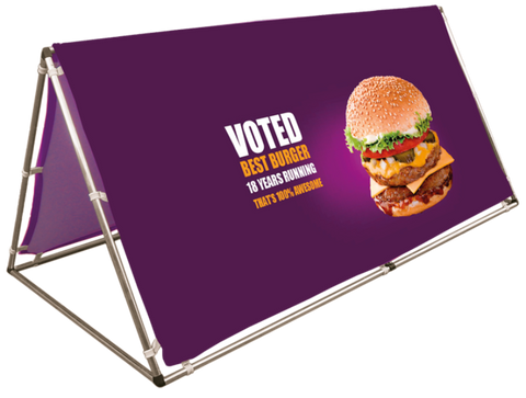 A-Frame Banner
Full colour double sided digitally printed PVC a-frame banner supplied with carry bag.
Sizing: 2m / 3m x 1m
