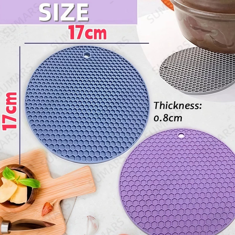 Miniatura: Kit com 4 Tapetes de Silicone Multifuncionais para Cozinha, Redondos