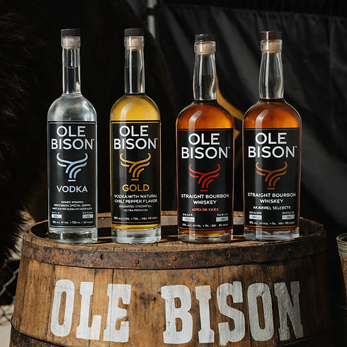 Ole Bison spirits collection on display a barrel.png