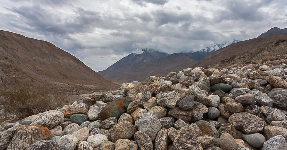 A mountain view of Chilas Pakistan with rocks