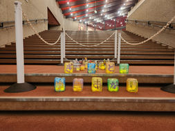 花巻市文化会館でペットボトルランタンを展示中!