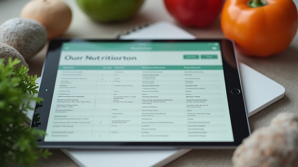 Close-up view of a personalized nutrition plan on a tablet
