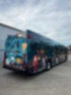 Bus with full-body haunted house bus advertising wrap