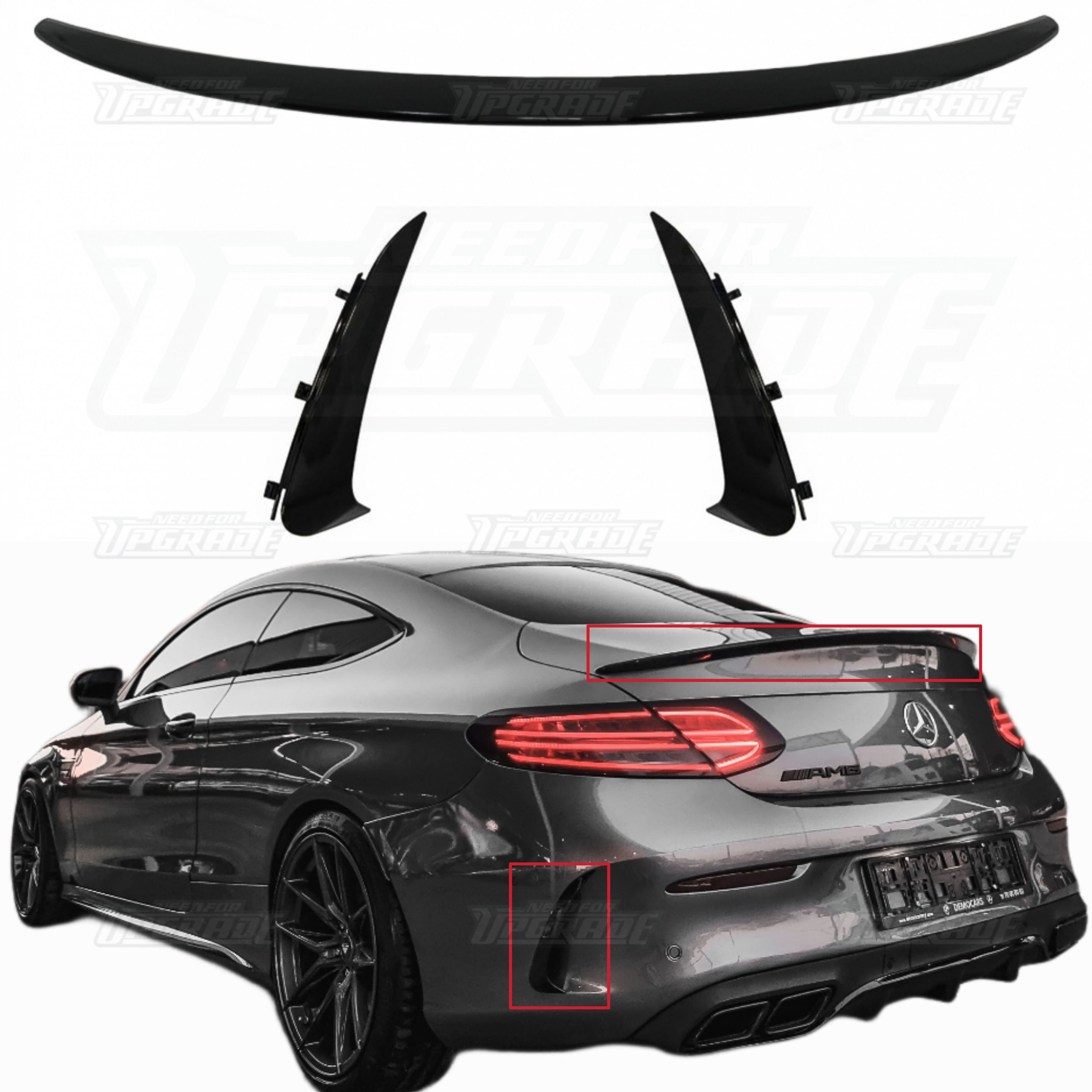 Mercedes C-Class Coupe C205 Trunk Spoiler & Rear Canards 