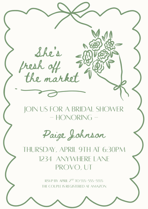 "Fresh Off the Market" Themed Bridal Shower Digital Invitation