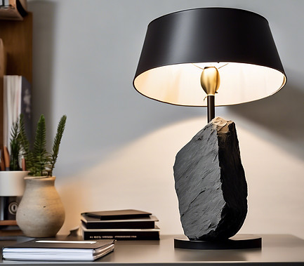 Lamp with a slate boulder base, situated in a modern home office.jpg