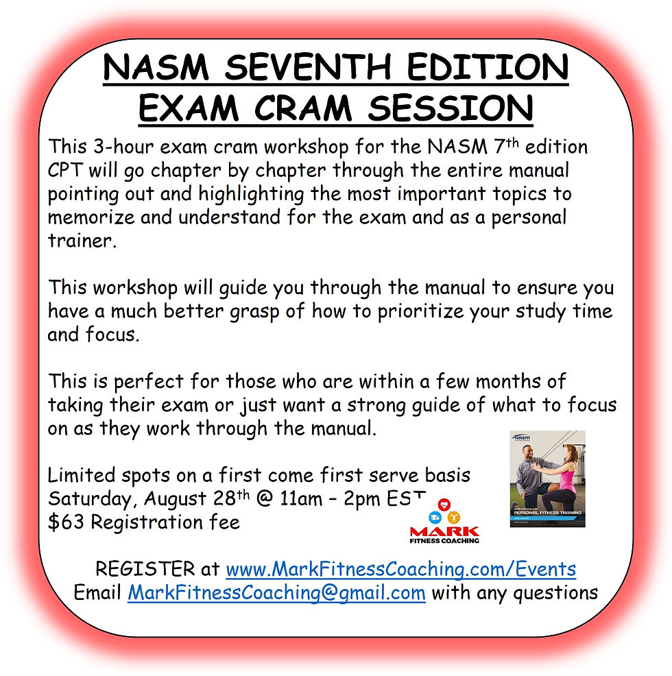 NASM SEVENTH EDITION EXAM PREP SESSION