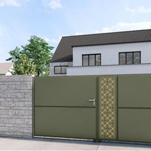 Portail avec insert decoratif en acier ou aluminium - Chatauret Fabricant installateur de Portails - Bordeaux Montussan, Arcachon Biganos, La Brede