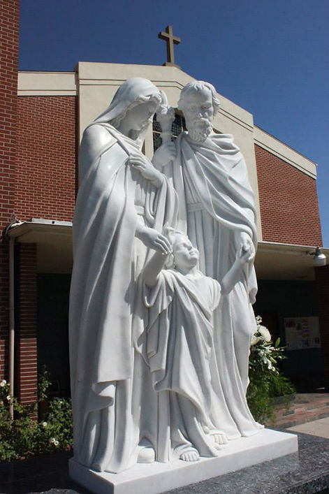 marble religious statue Holy Family