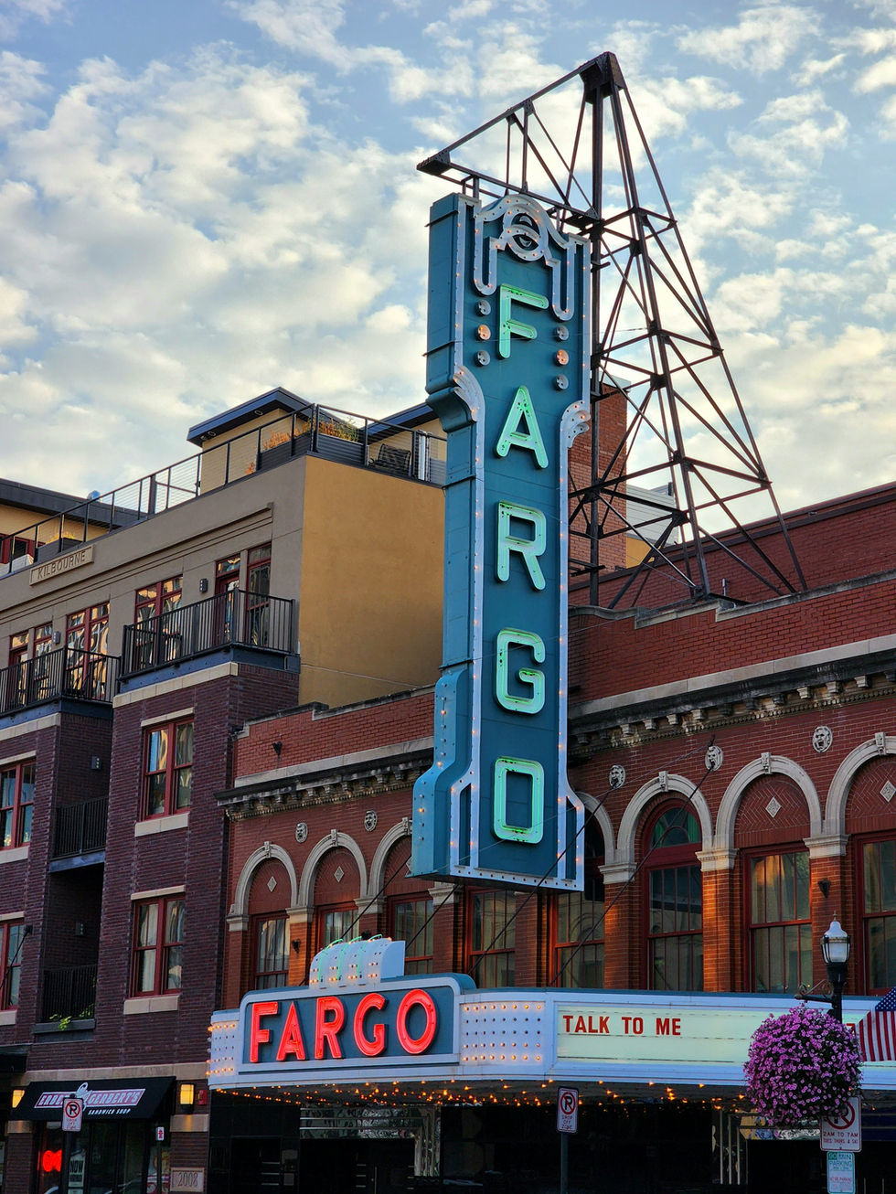 Fargo Theatre, marquee sign, talk to me