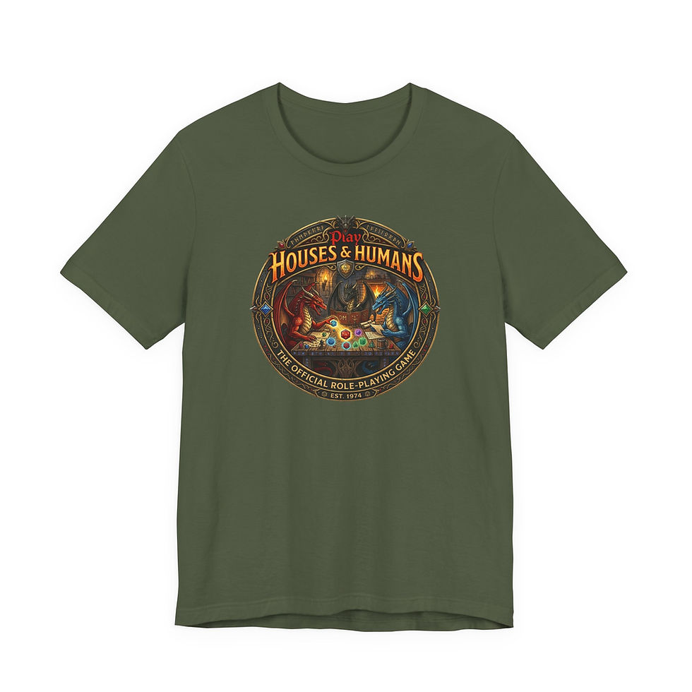 Thumbnail: T‑Shirt — "Houses & Humans" Fantasy D&D Style Adventure Tee