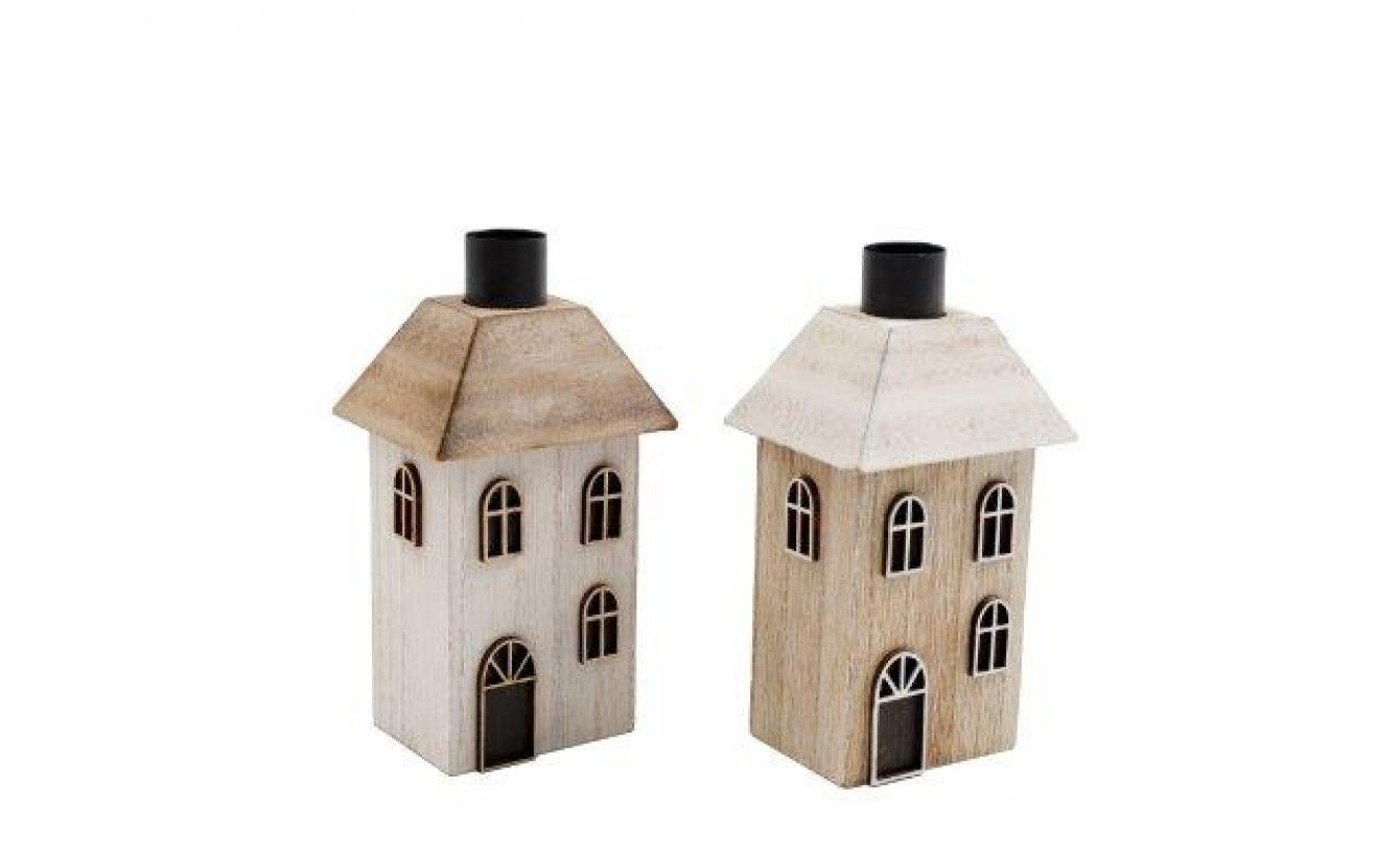 House Candle Holder Wooden