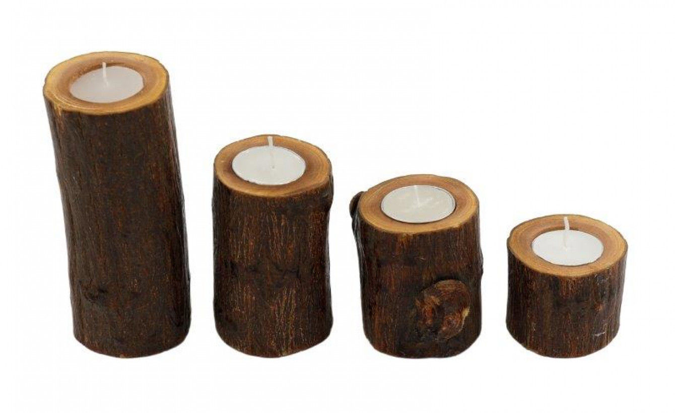 Candle In Mini Log Holder
