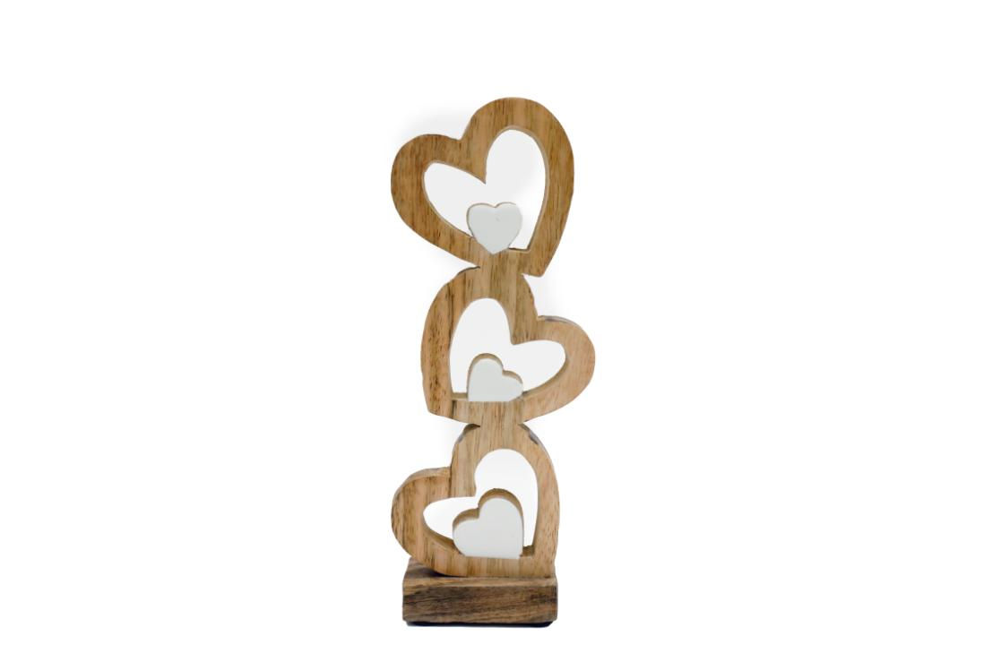 Ornament Hearts Stacked Wood