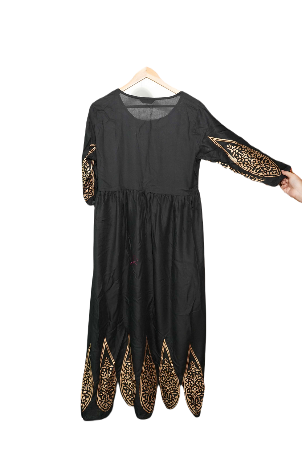 Thumbnail: Women Floral Print Viscose Rayon Flared Kurta  (Black)