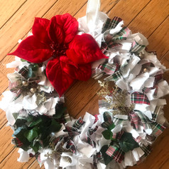 Poinsettia and Plaid Holiday Wreath