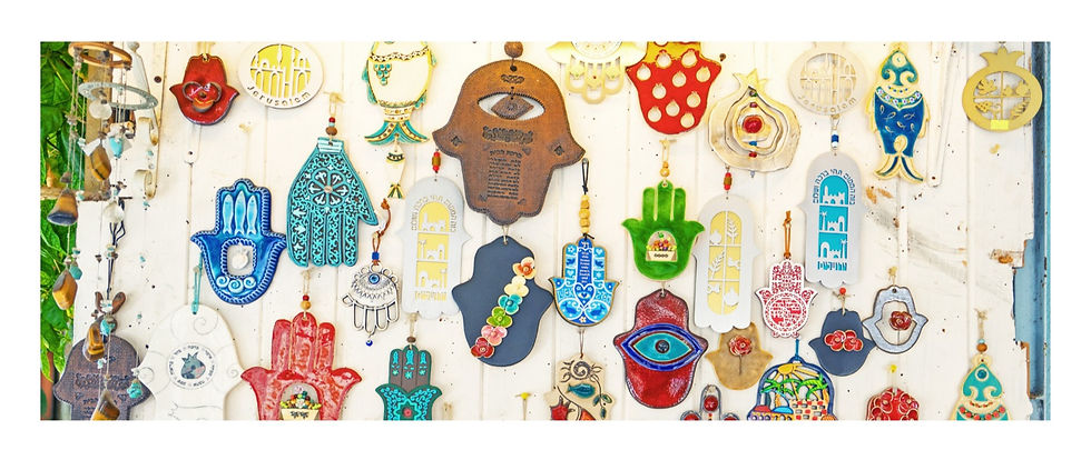 Hamsa Hamsa Israeli symbol photographed in Tel Aviv in panoramic format