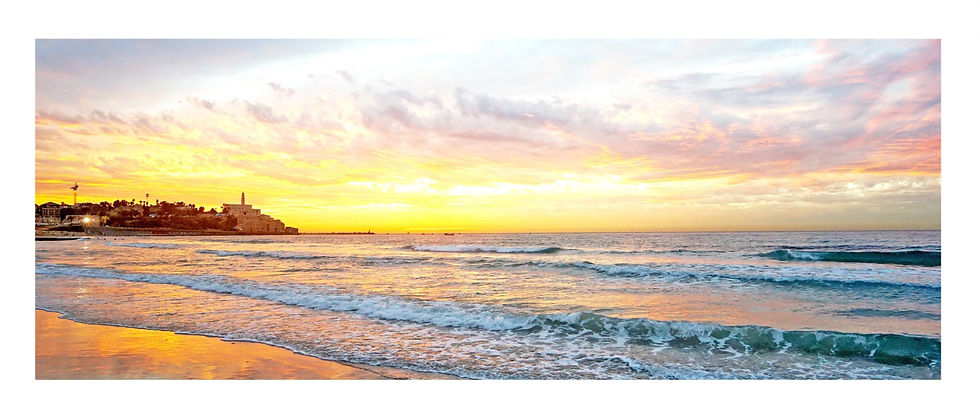 Panoramic sunset over Jaffa on the Tel Aviv Mediterranean coast