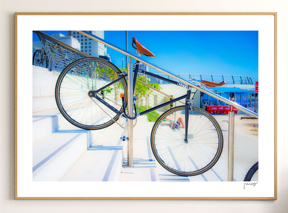 Fixie bicycle next to Frishman beach in Tel Aviv