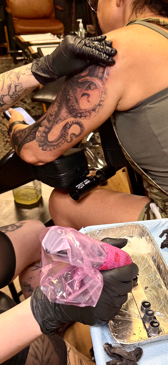 tattoo being done at the tattoo school