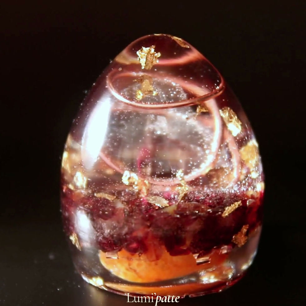 Miniature : Orgonite grenats cornalines racines pourpres