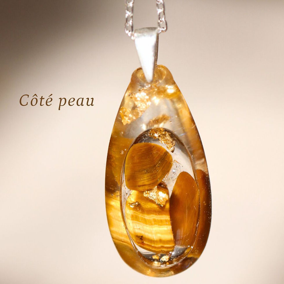 Miniature : Pendentif bijou en oeil de tigre et cristal de roche