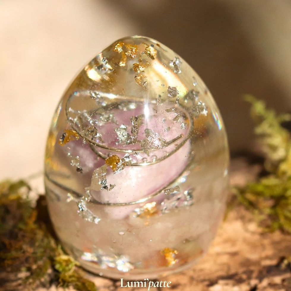 Miniature : Orgonite en kunzite, quartz rose et cristal de roche