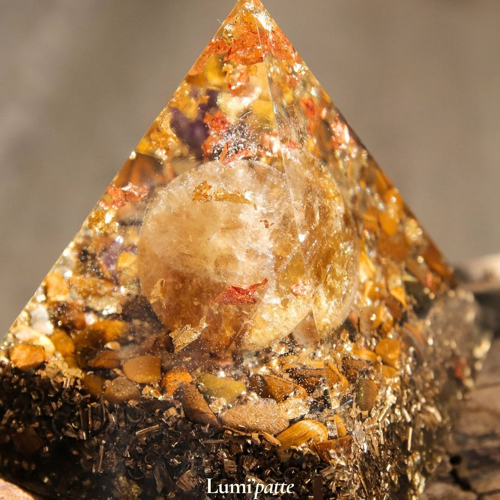 Orgonite citrine naturelle améthyste oeil de tigre cristal de roche Equinoxe