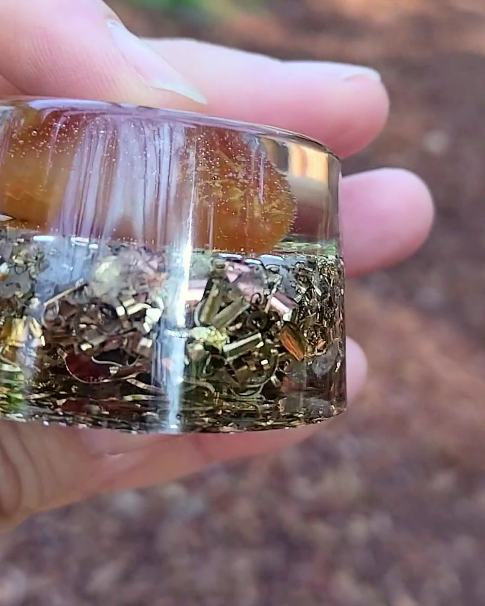 Miniature : Orgonite cornaline citrine naturelle - joie de vivre et créativité
