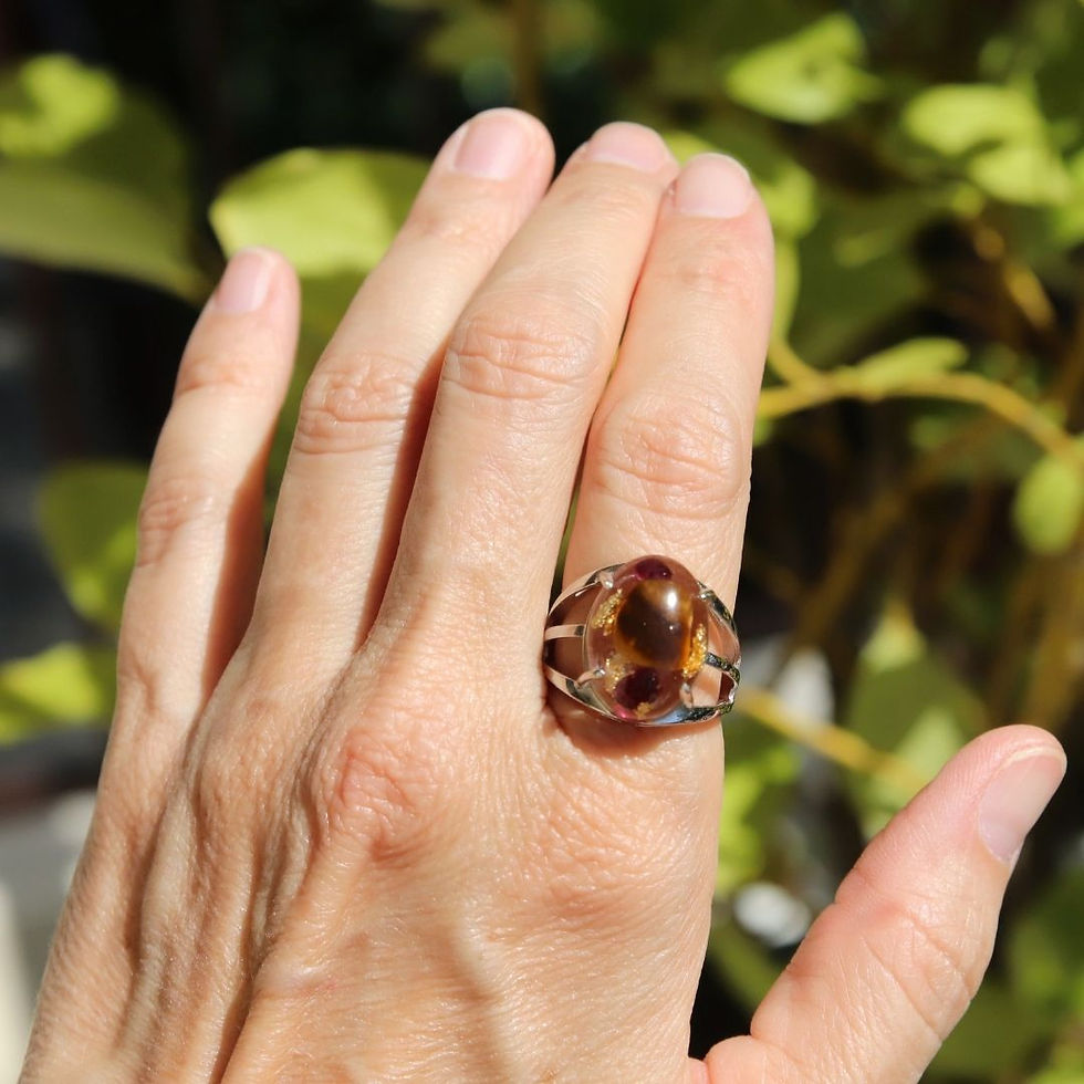 Miniature : Pitigliano - Bague en œil de tigre, grenats et cristal de roche