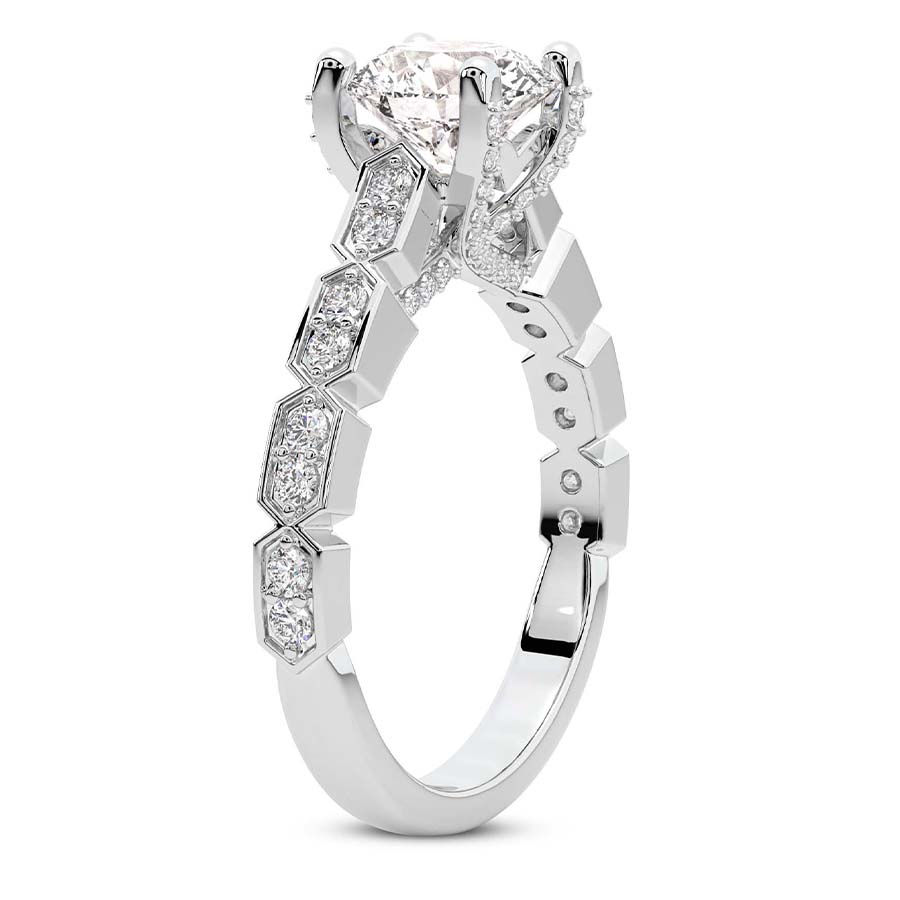 Thumbnail: 3ct Calista Side Stone Lab Diamond Ring