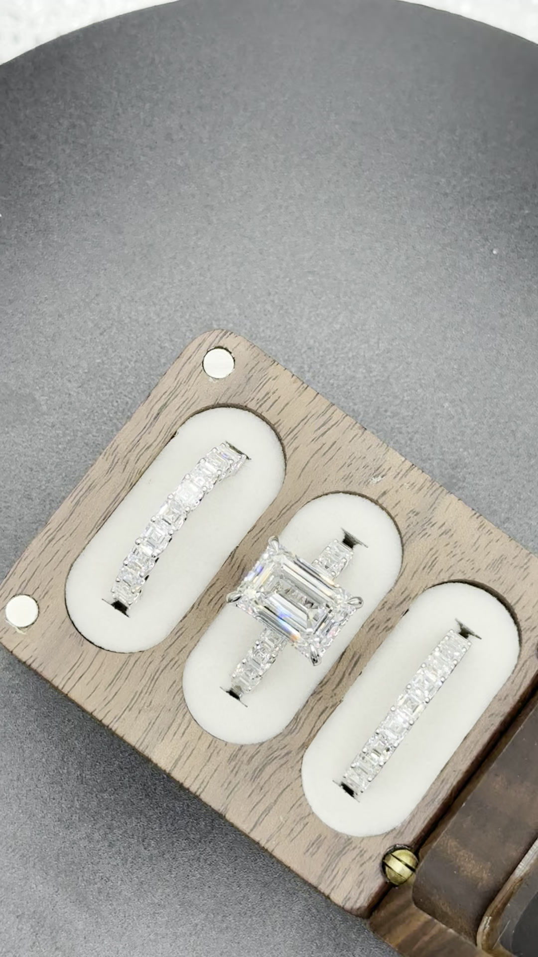 12ct TwT Emerald Cut Diamond Ring with 2 matching bands