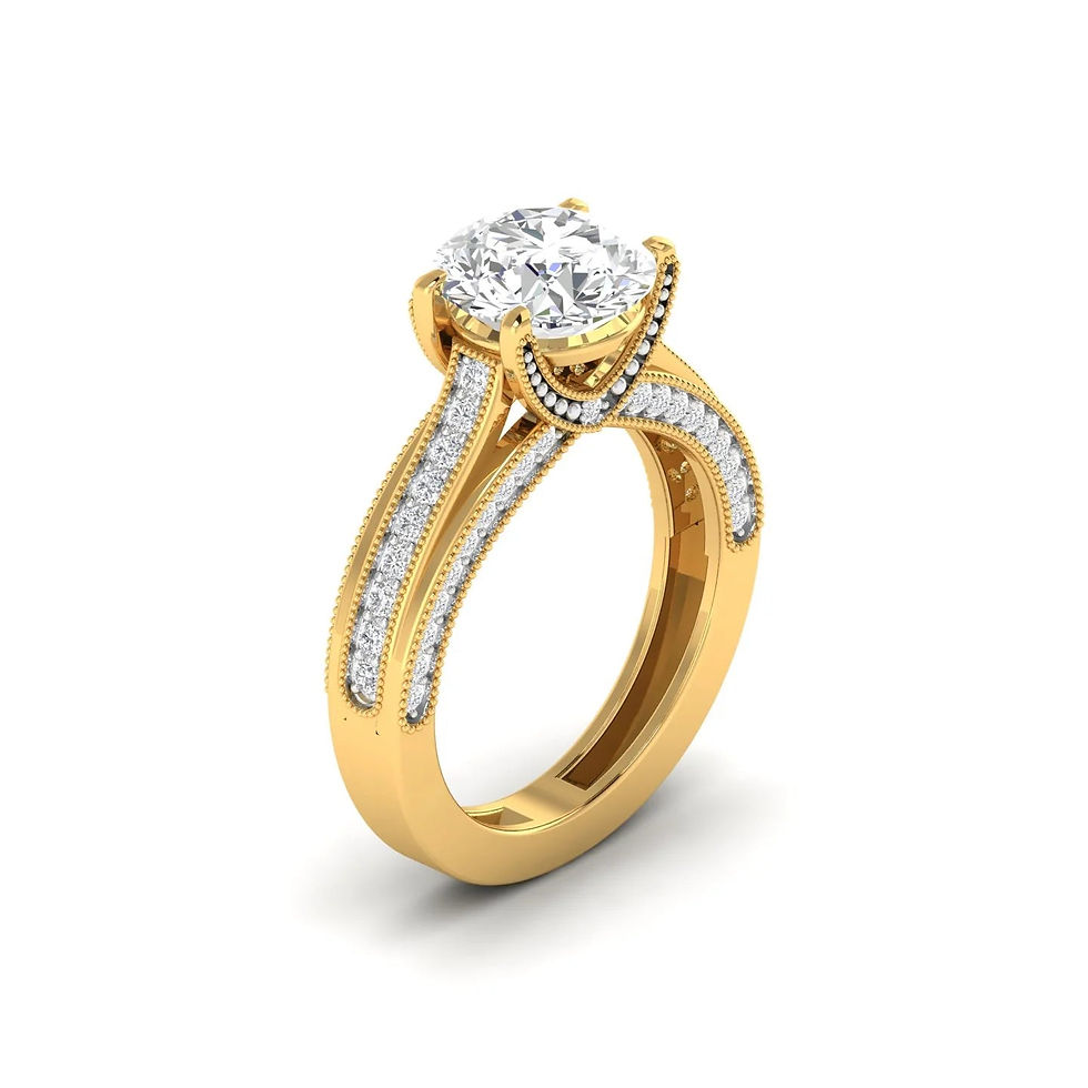 Classic Round Solitaire Diamond Engagement Ring with Pave Band