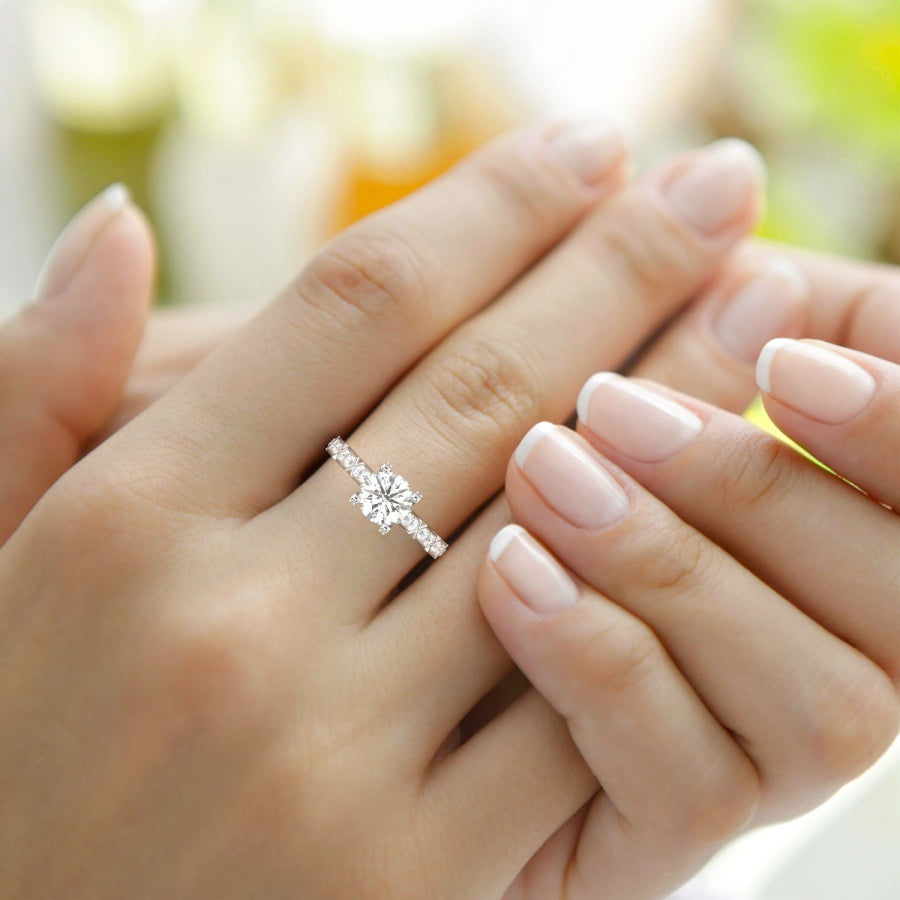 Thumbnail: 3ct Calista Side Stone Lab Diamond Ring