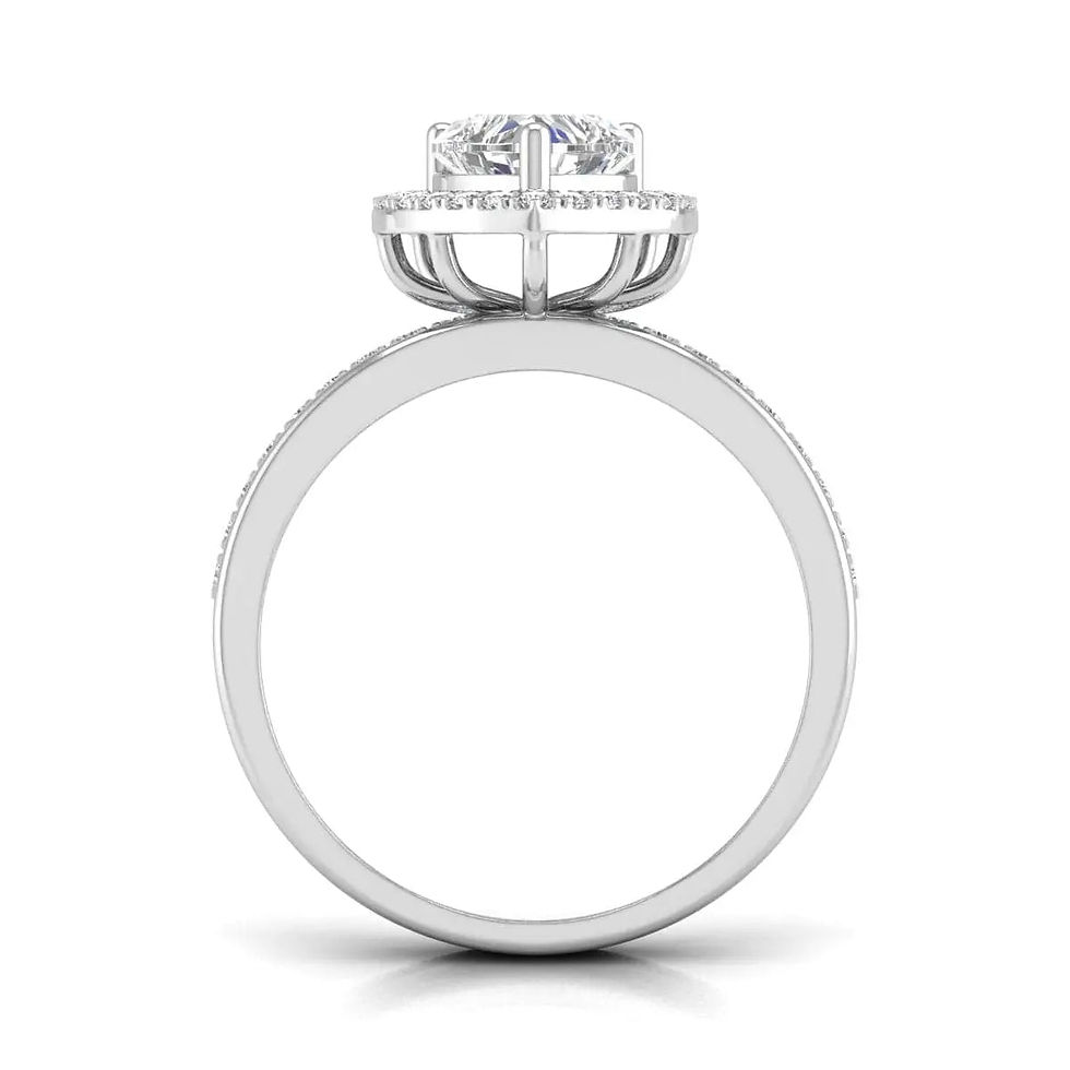 Thumbnail: 1.5ct Centre Heart Diamond Ring with halo and pave diamonds