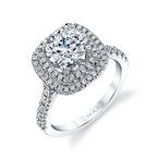 Thumbnail: 1.5ct double halo round brilliant cut Engagement Ring