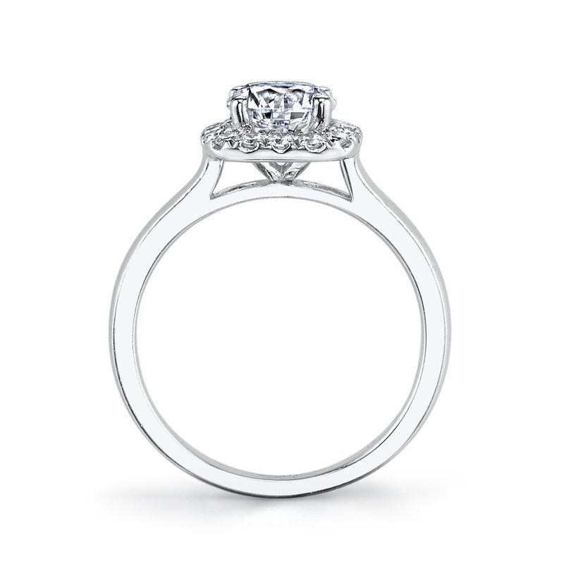 Thumbnail: 1.5 Cathedral Round Brilliant Cut Engagement Ring with halo