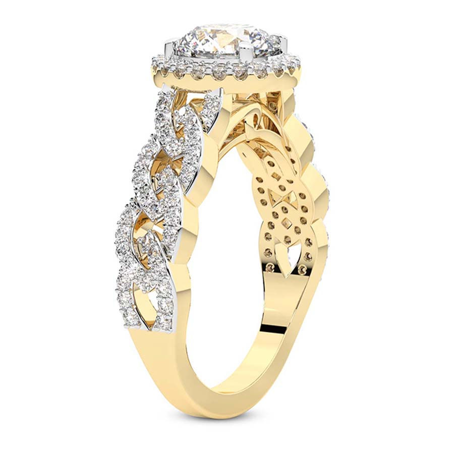 Thumbnail: Imperiella 1ct Round Lab Diamond Celtic Knot Halo Ring