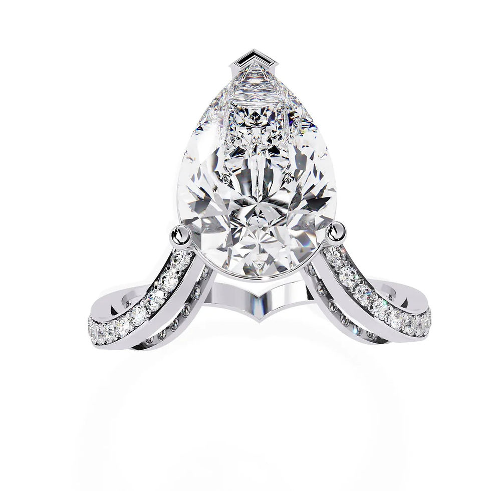 Thumbnail: Suspended 3ct Lab-Grown Pear Diamond Ring