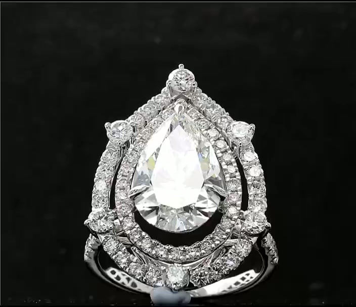 4.5 ct twt pear shaped diamond engagement ring double halo